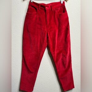 St.John's Vintage 90s Red Velvet High Waisted‎ Tapered Leg Pants women's size 8P